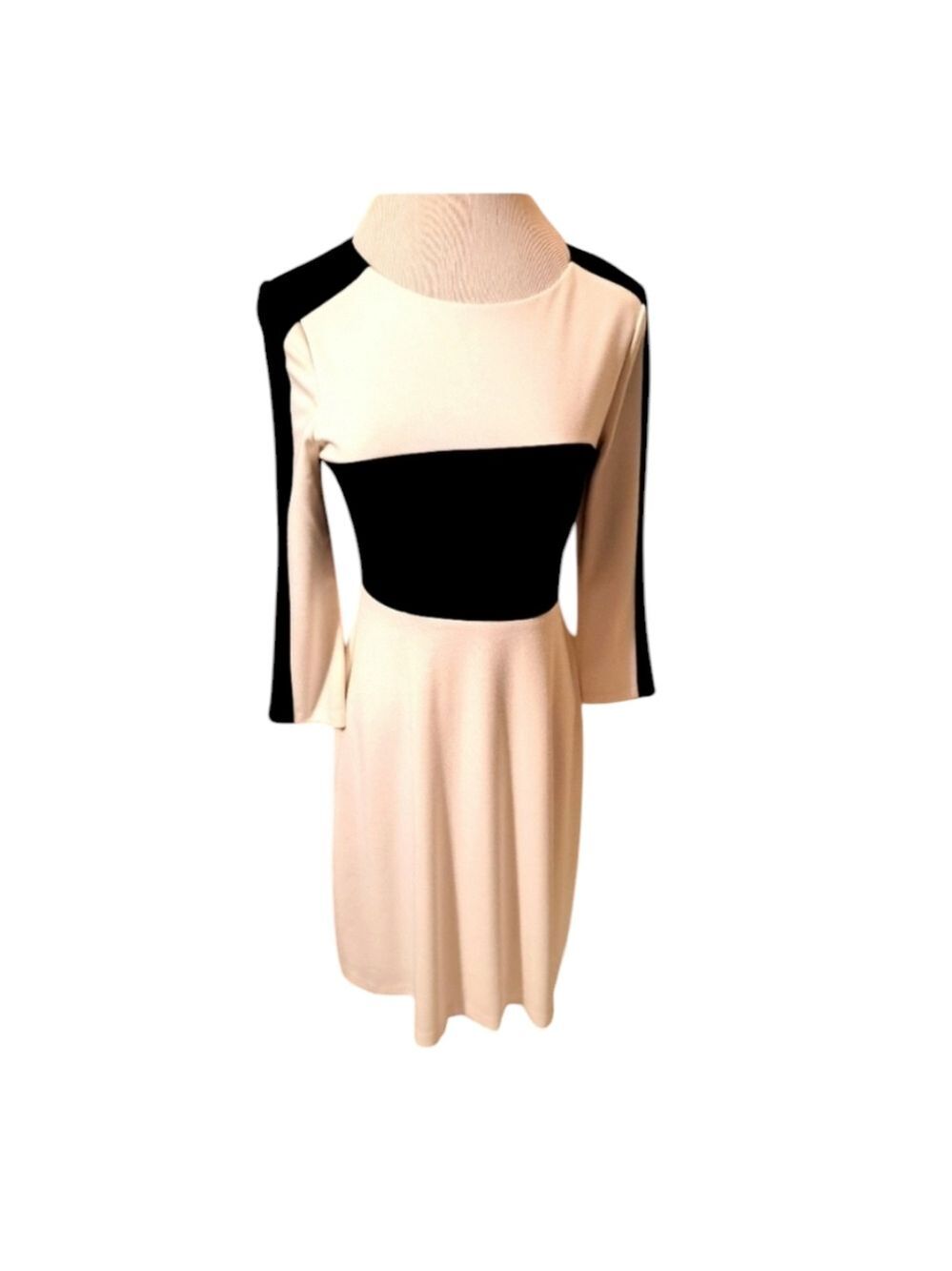 Eliza J Black and White Color Block Fitted Midi Dress. Size Small. - Picture 1 of 10
